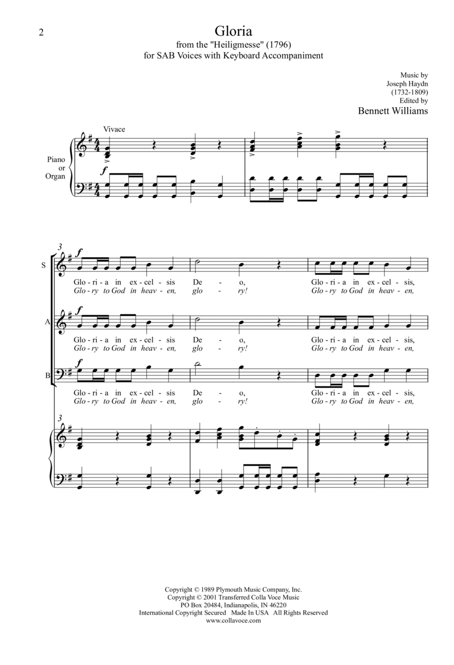 Gloria 3-Part scores gallery preview page 1