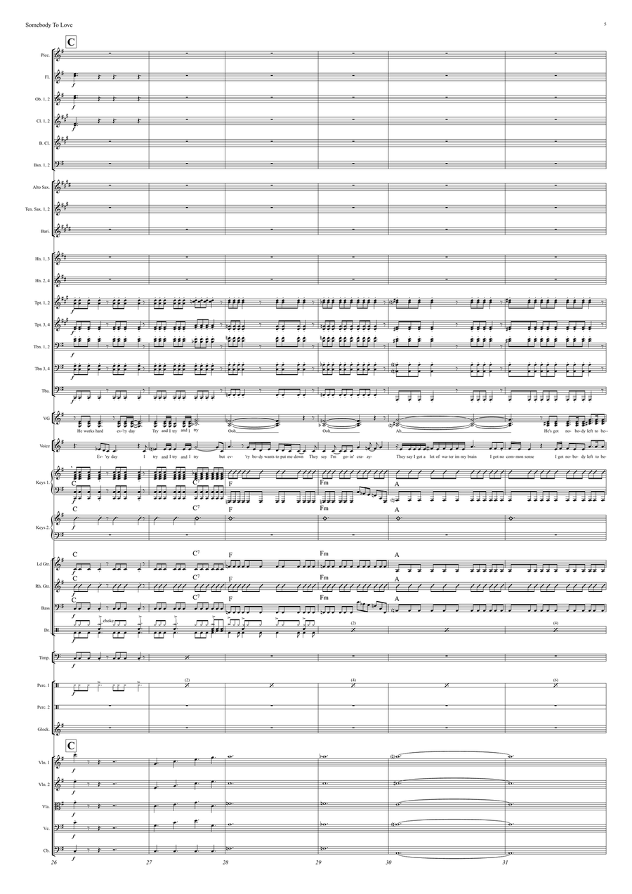 Somebody To Love Full Orchestra scores gallery preview page 5
