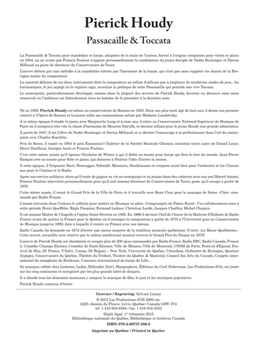 Passacaille & Toccata Harp scores gallery preview page 1