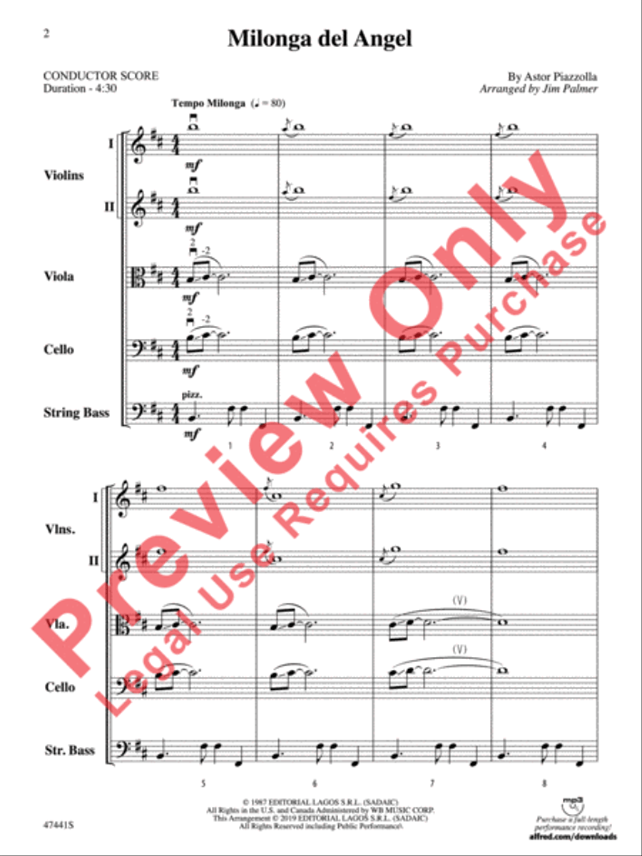Milonga del Angel String Orchestra scores gallery preview page 3