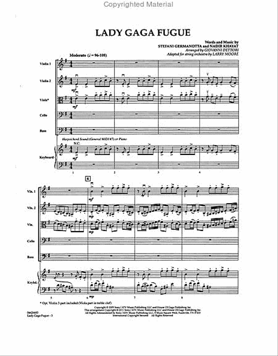 Lady Gaga Fugue Lady Gaga Fugue String Orchestra scores gallery preview page 2