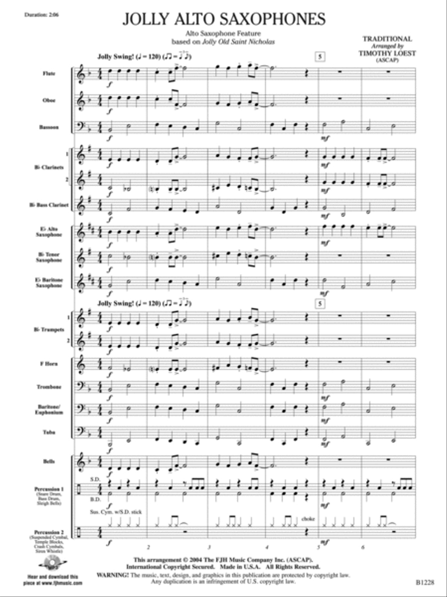 Jolly Alto Saxophones: Score Concert Band scores gallery preview page 3