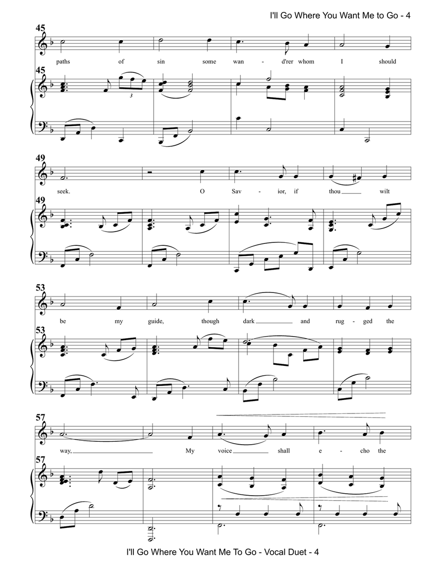 I'll Go Where You Want Me to Go (Vocal Duet) Piano, Vocal scores gallery preview page 4