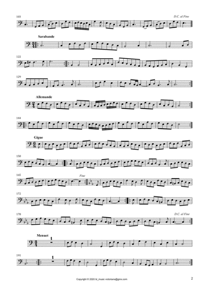 JD Braun, Six Suites op 2 for Bass Recorder, 2nd Bass, part