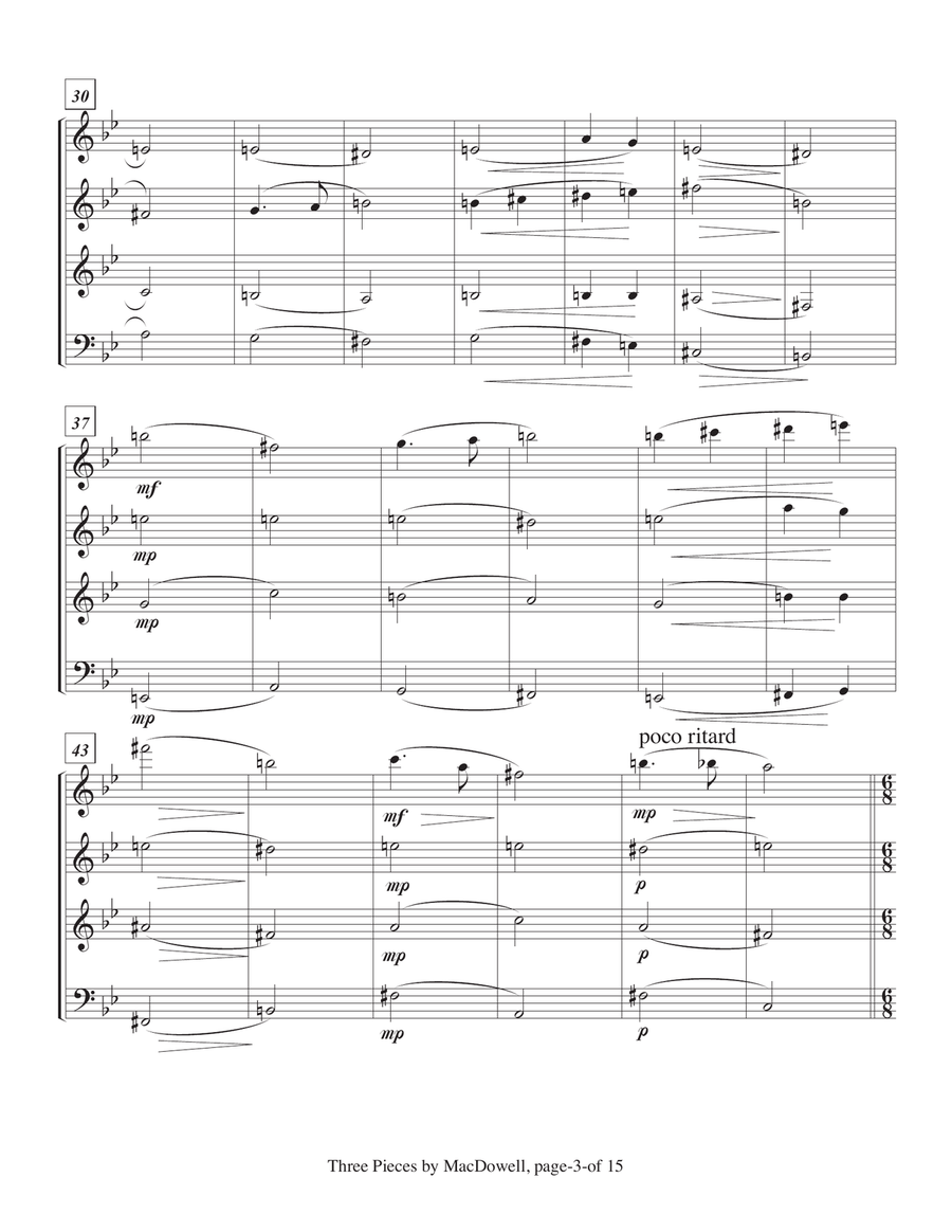 Three Pieces by Edward MacDowell: In Autumn, To a Wild Rose and Alla Tarantella Woodwind Quartet scores gallery preview page 4