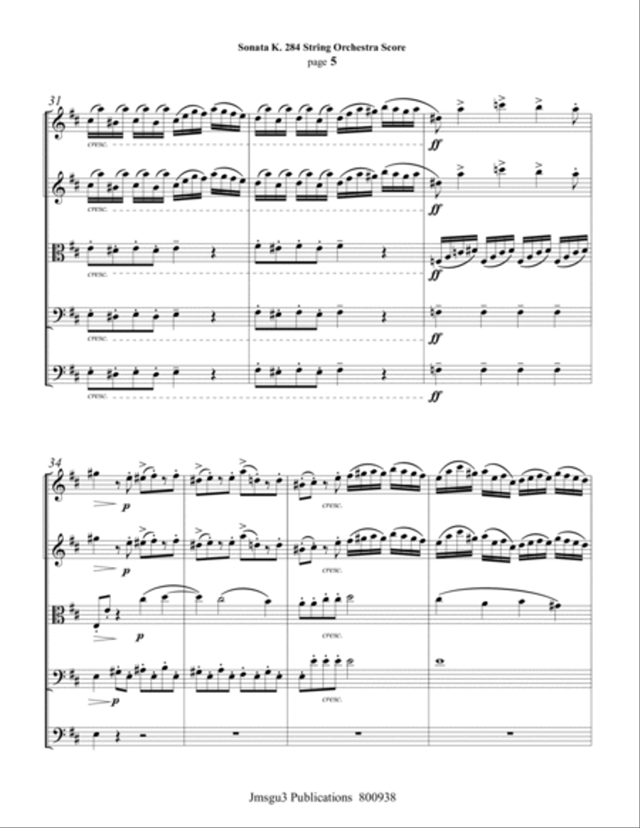 Mozart: Sonata K. 284 “Durnitz” for String Orchestra String Orchestra scores gallery preview page 5