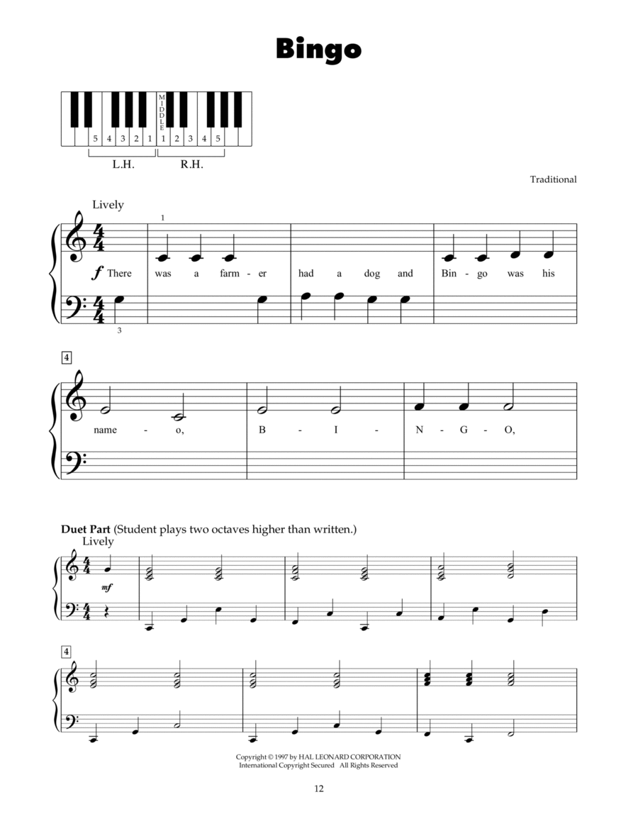 Bingo Bingo Piano scores gallery preview page 1