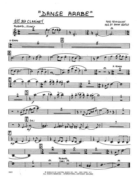 Danse Arabe - 1st Bb Clarinet by Peter Ilyich Tchaikovsky B-Flat Clarinet - Digital Sheet Music