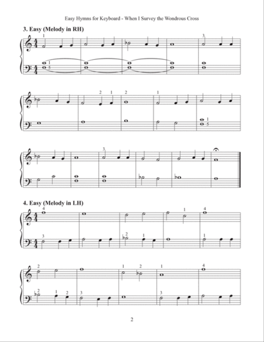 When I Survey the Wondrous Cross (Easy Hymns for Keyboard) Piano Method scores gallery preview page 4