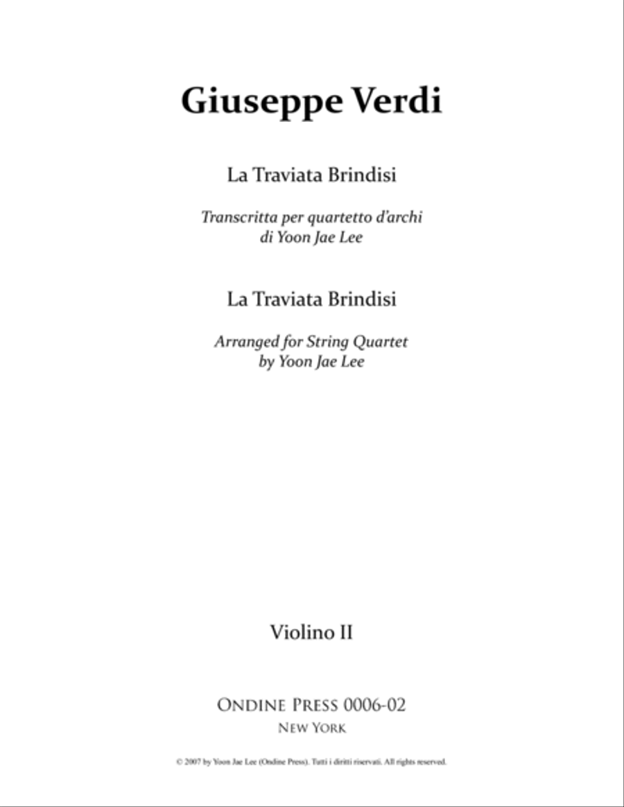 La Traviata Brindisi for String Quartet - Set of Parts String Quartet scores gallery preview page 5