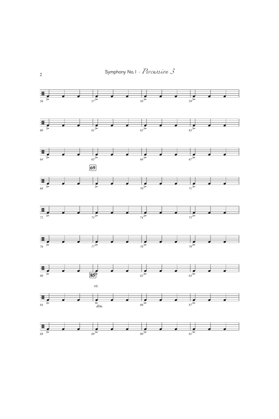 Symphony No. 1 (3rd Percussion) Percussion scores gallery preview page 2