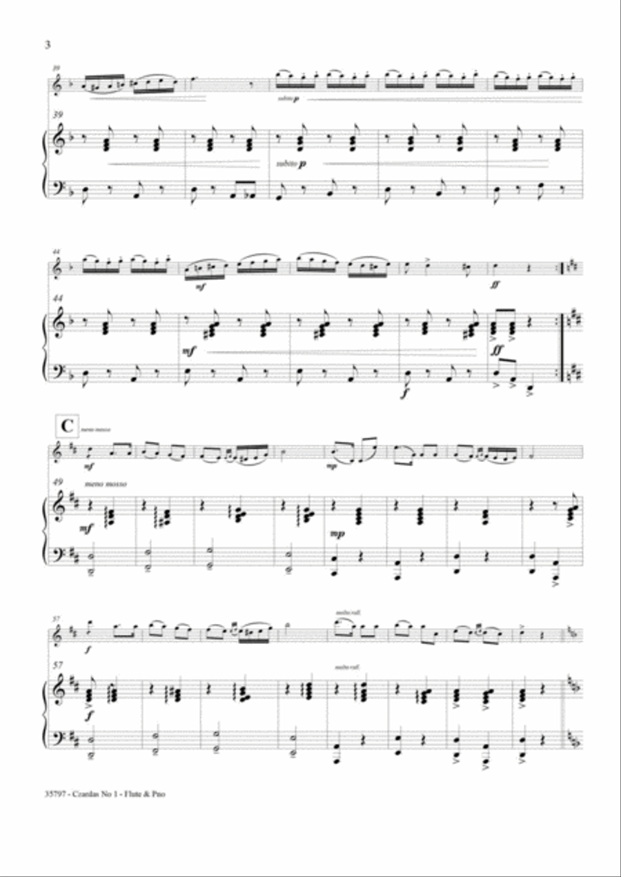 CZARDAS No1 – FLUTE & PIANO Flute Solo scores gallery preview page 4