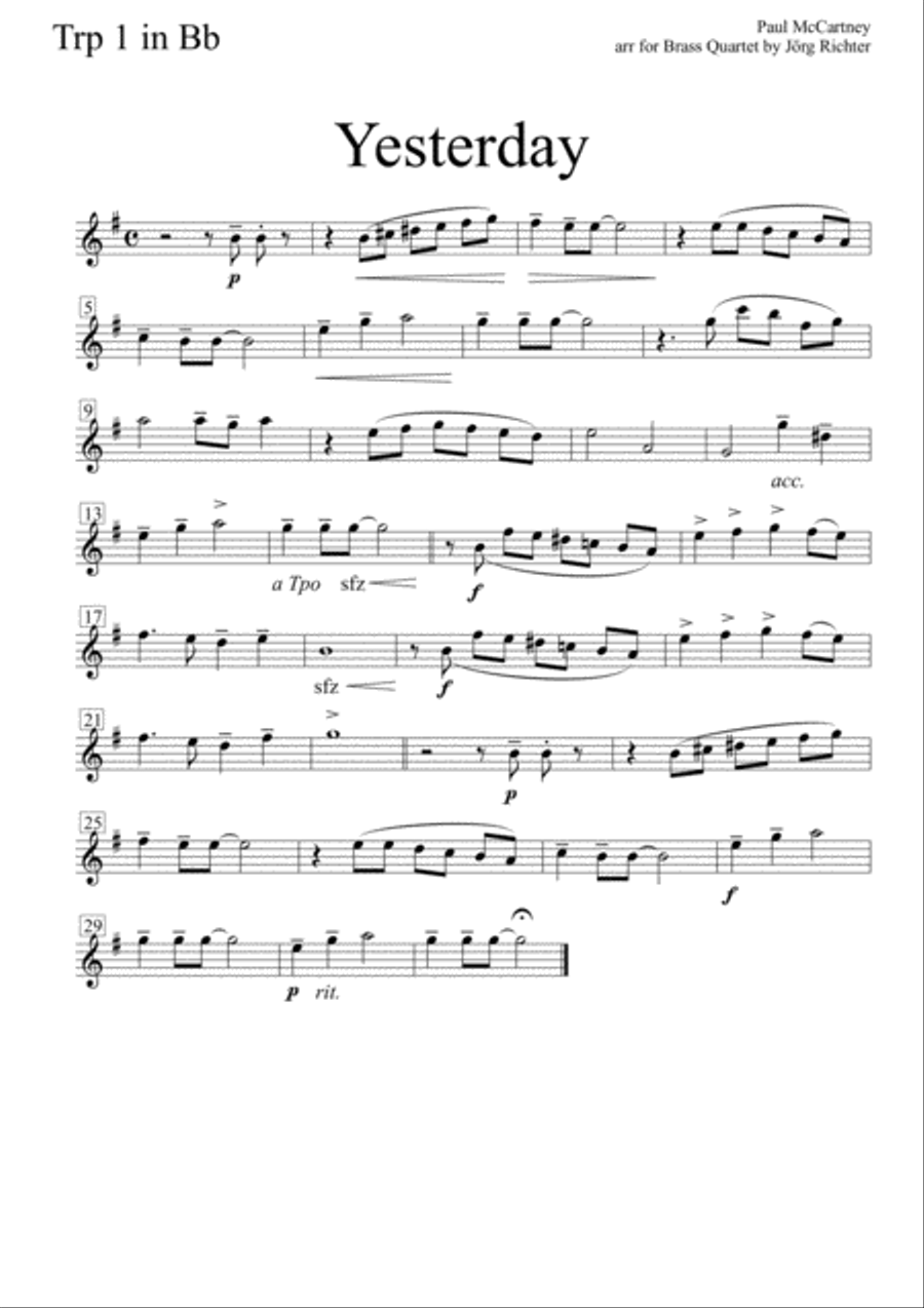 Yesterday Yesterday Brass Ensemble scores gallery preview page 5