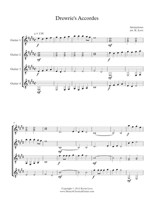 Drewrie's Accordes (Guitar Quartet) - Score and Parts
