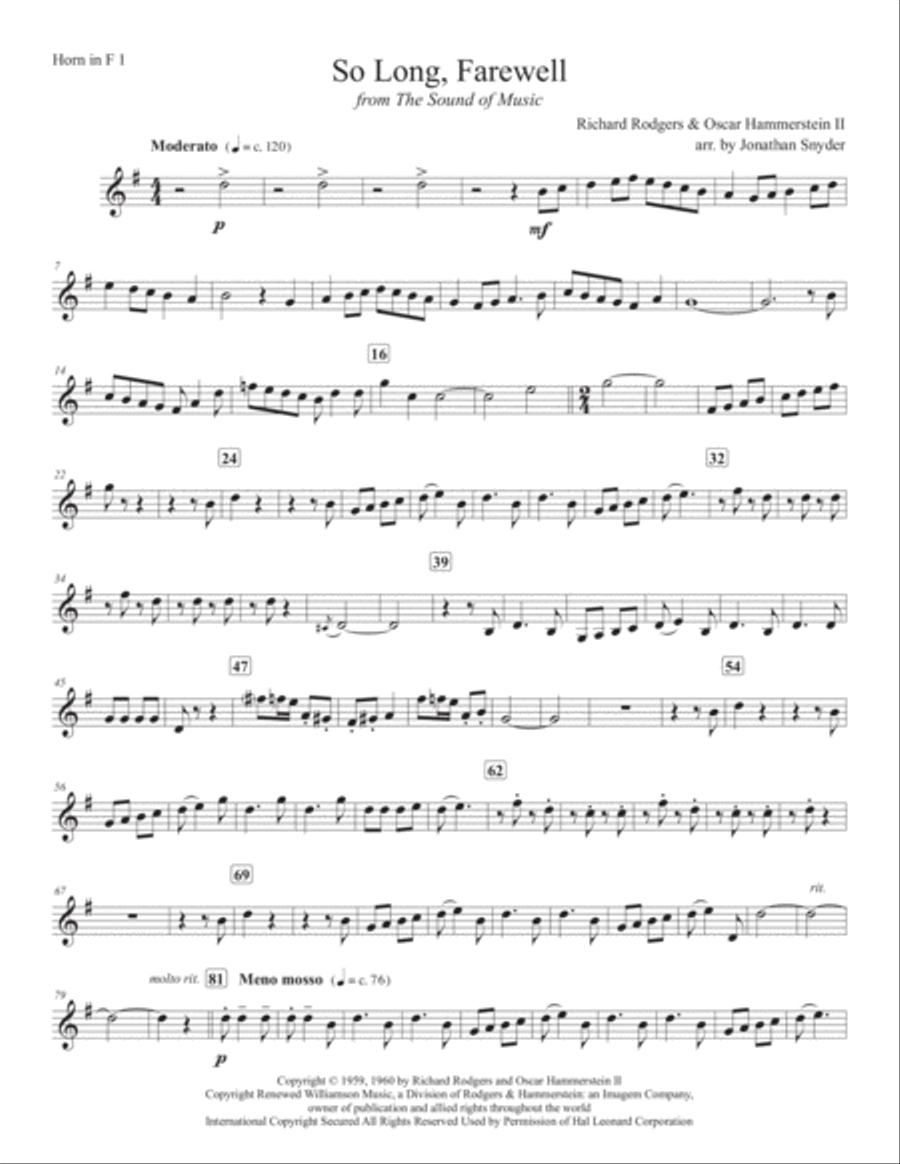 So Long, Farewell So Long, Farewell Horn scores gallery preview page 6