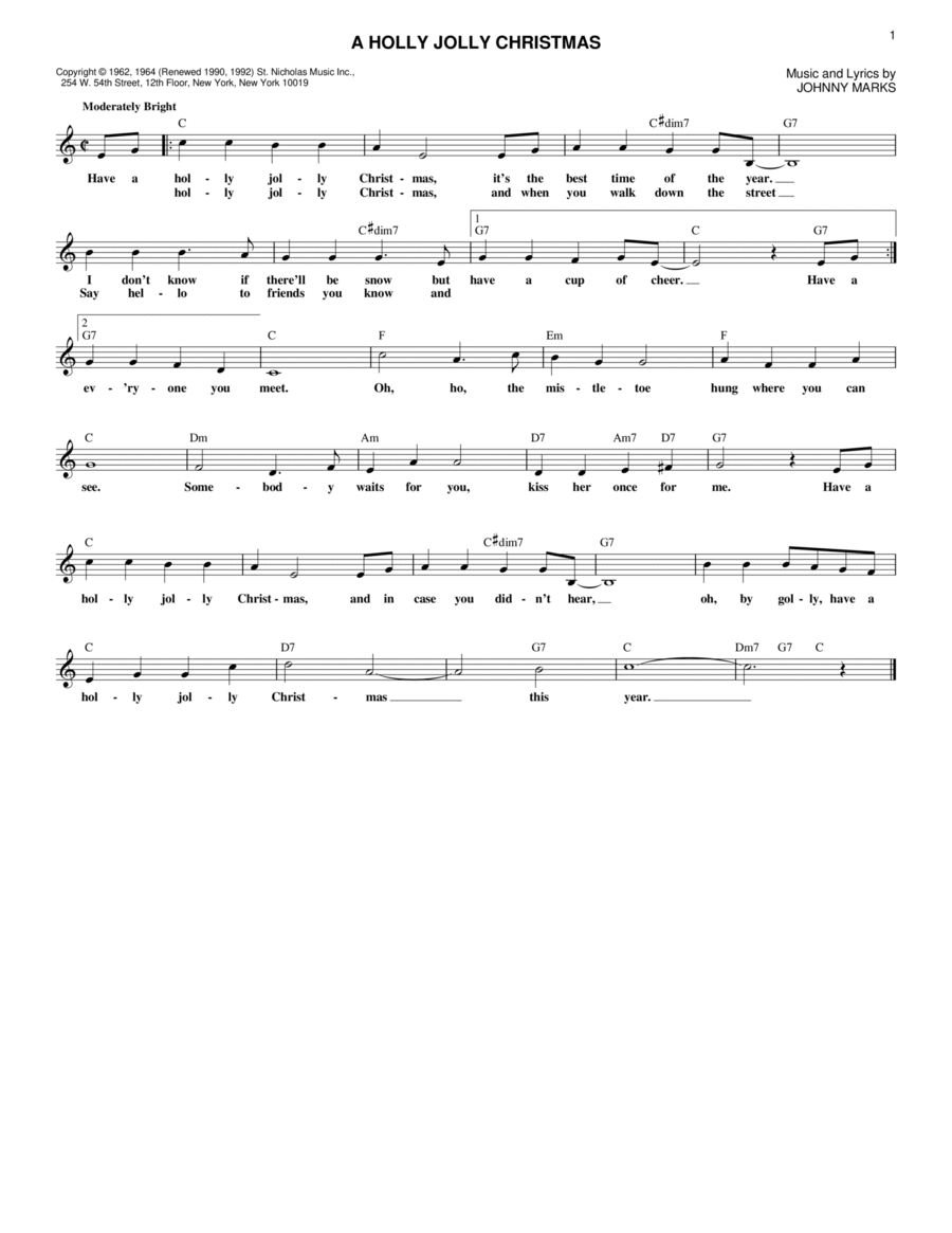 A Holly Jolly Christmas Piano scores gallery preview page 1