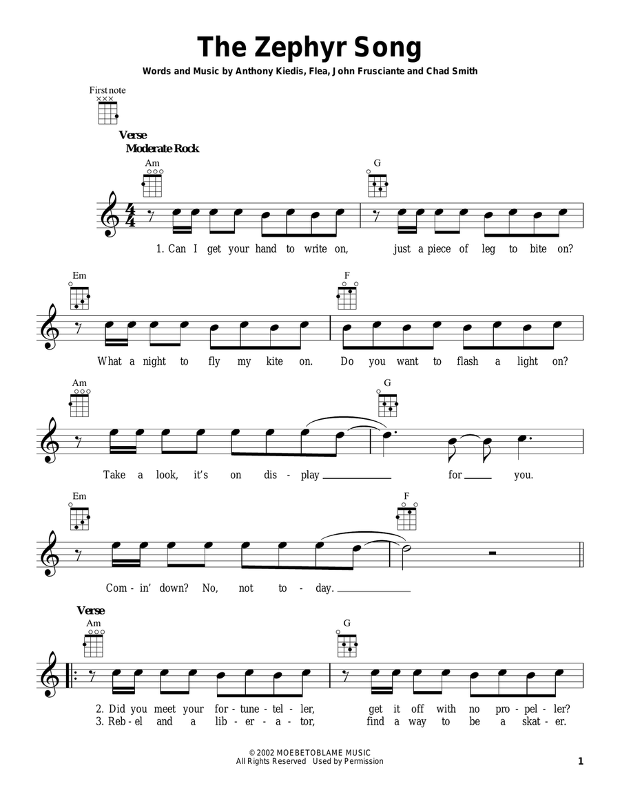 The Zephyr Song The Zephyr Song Ukulele scores gallery preview page 1