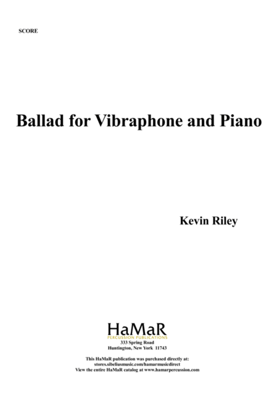 Ballad for Vibraphone & Piano Piano Accompaniment scores gallery preview page 1