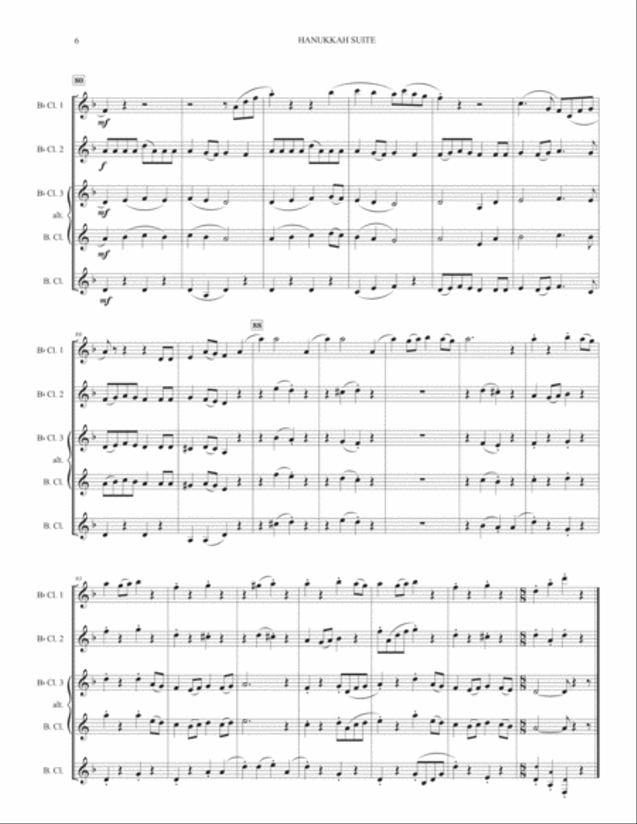 Hanukkah Suite (for Clarinet Quartet) Clarinet Quartet scores gallery preview page 6
