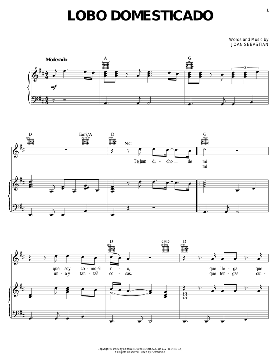 Lobo Domesticado Lobo Domesticado Piano, Vocal, Guitar scores gallery preview page 1