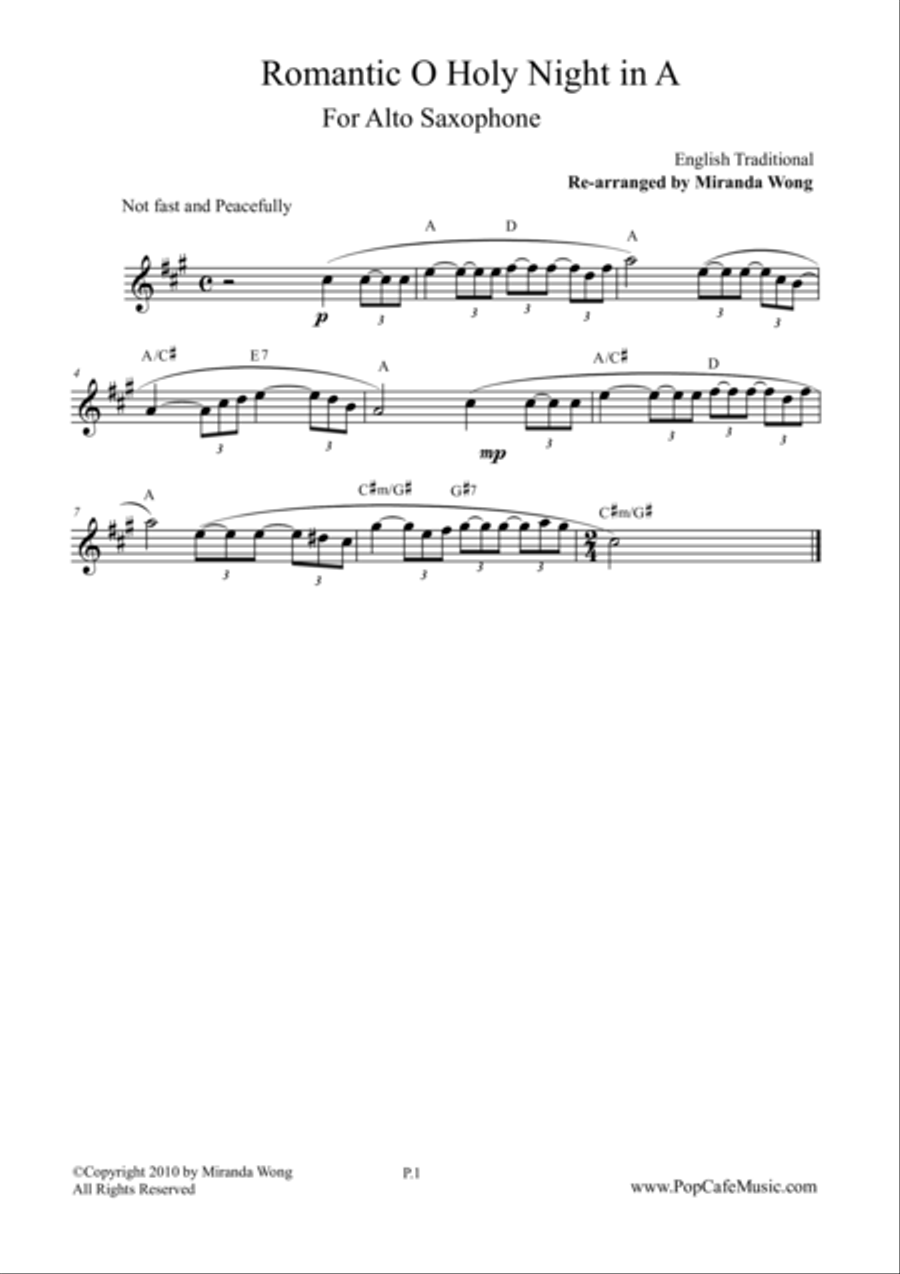O Holy Night in A - Alto Saxophone Solo Woodwind Trio scores gallery preview page 1