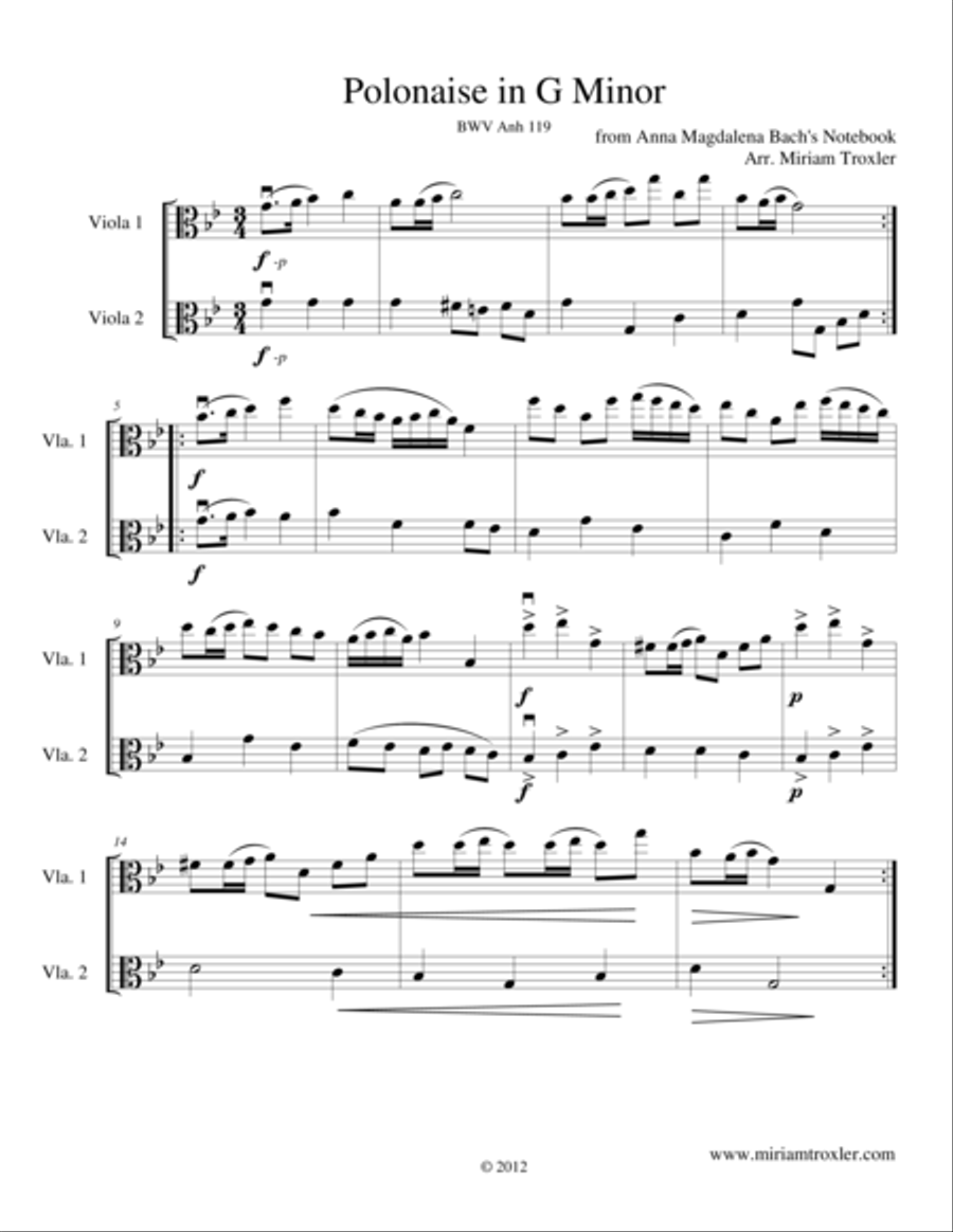 Polonaise in G Minor Viola Solo scores gallery preview page 1