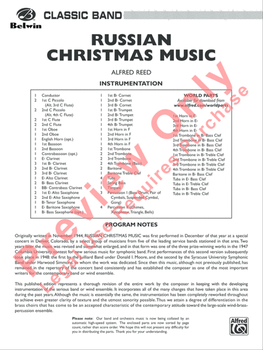 Russian Christmas Music Concert Band scores gallery preview page 2