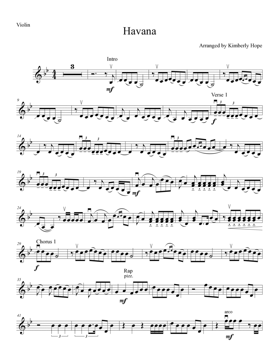 Havana Violin Solo scores gallery preview page 1