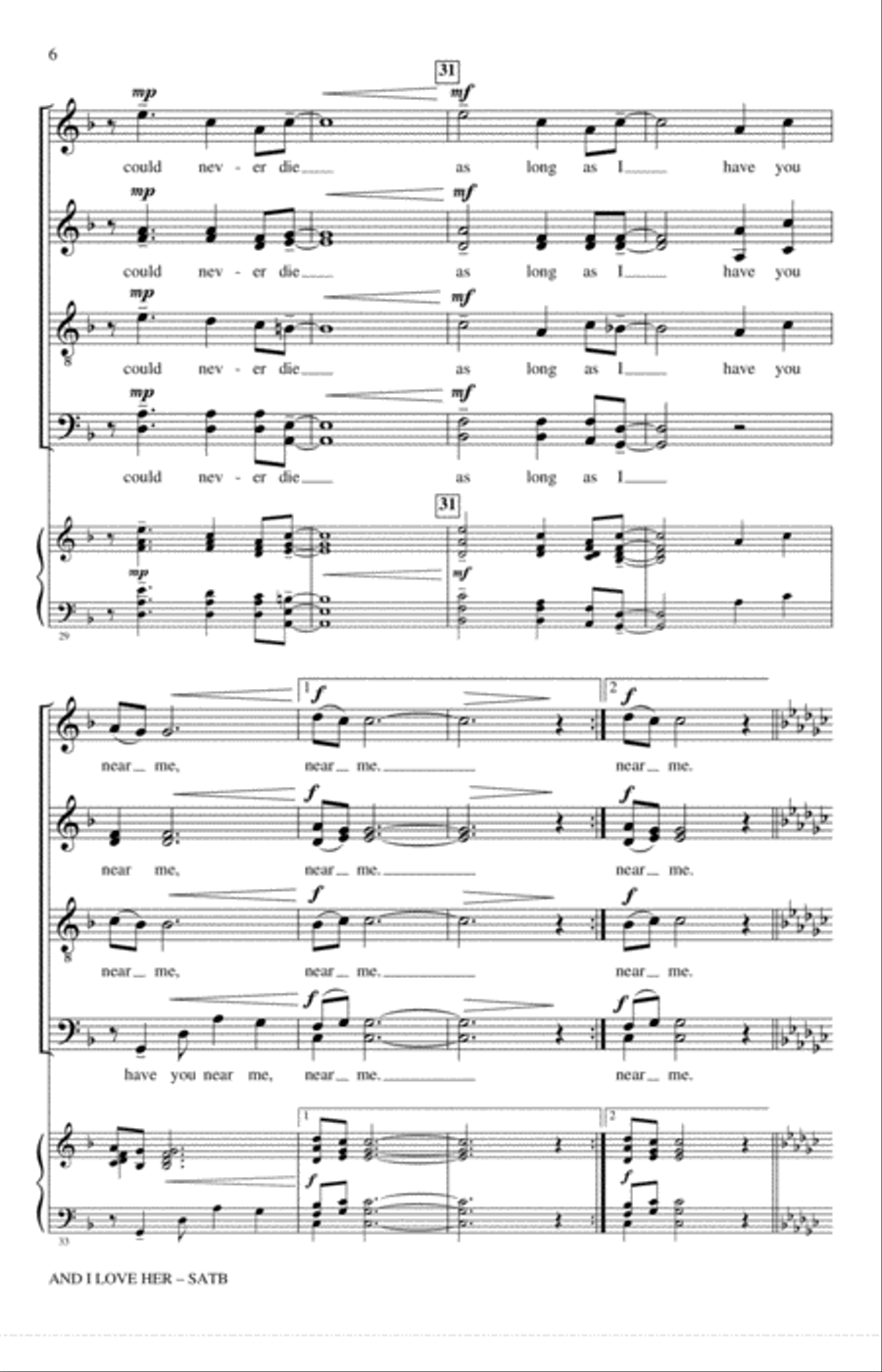 And I Love Her 4-Part scores gallery preview page 5