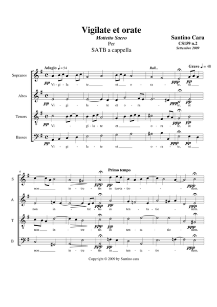 Vigilate et orate - Sacred Motet for Choir SATB a cappella image number null