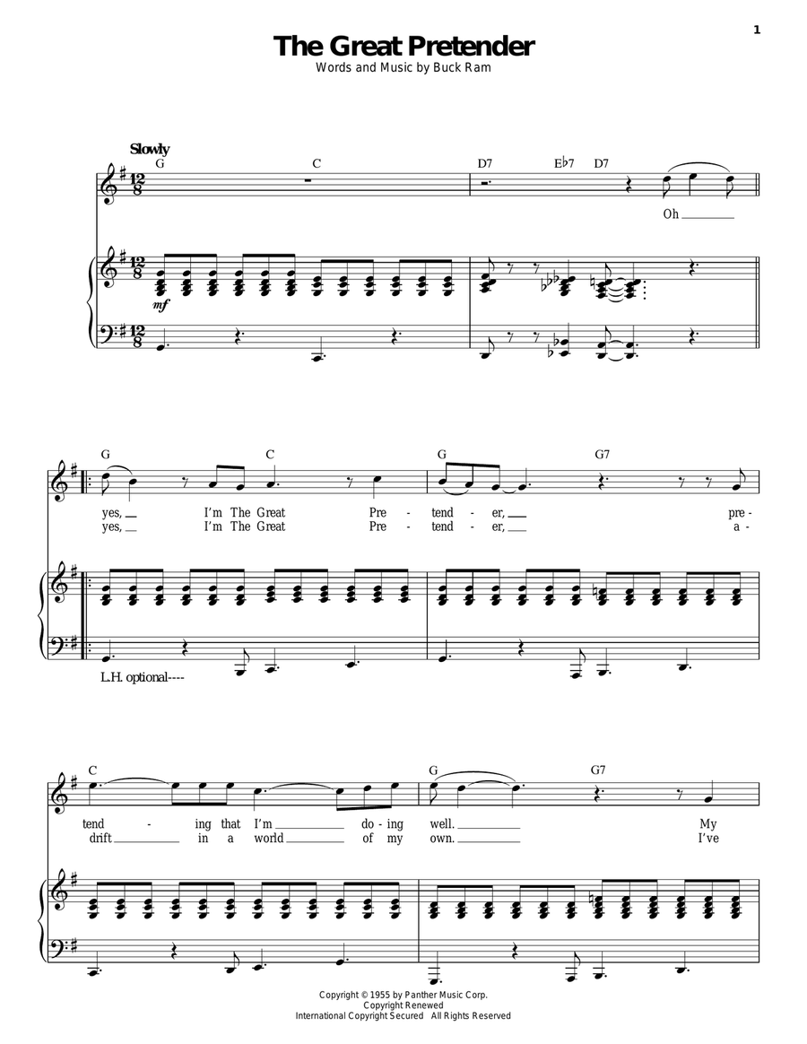 The Great Pretender The Great Pretender Piano, Vocal scores gallery preview page 1