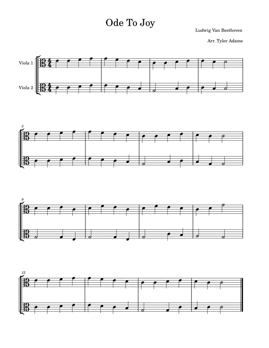 Ode To Joy (Easy Viola Duet) image number null