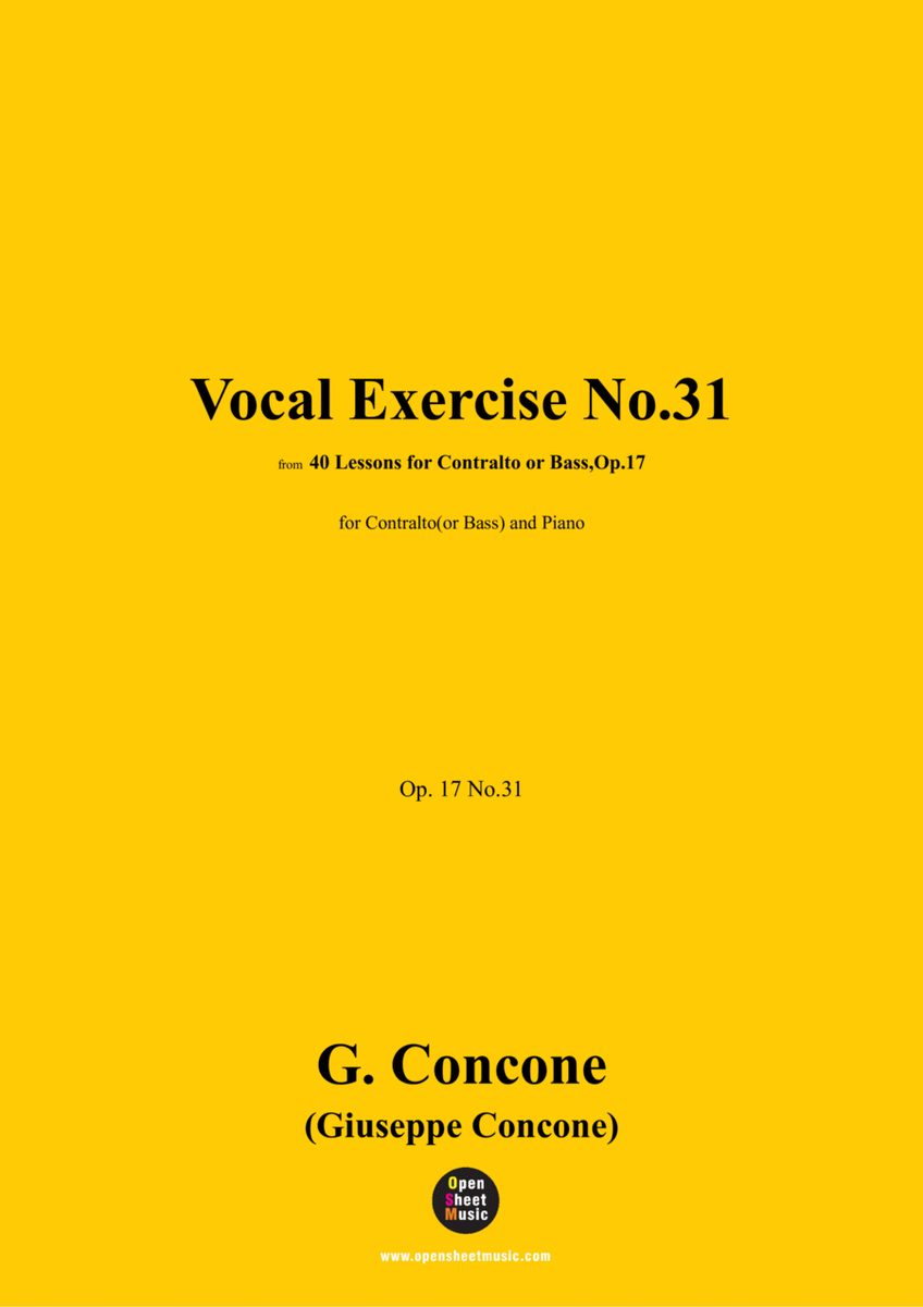 G. Concone-Vocal Exercise No.31,for Contralto(or Bass) and Piano image number null