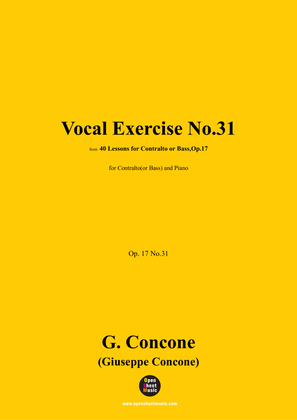 G. Concone-Vocal Exercise No.31,for Contralto(or Bass) and Piano