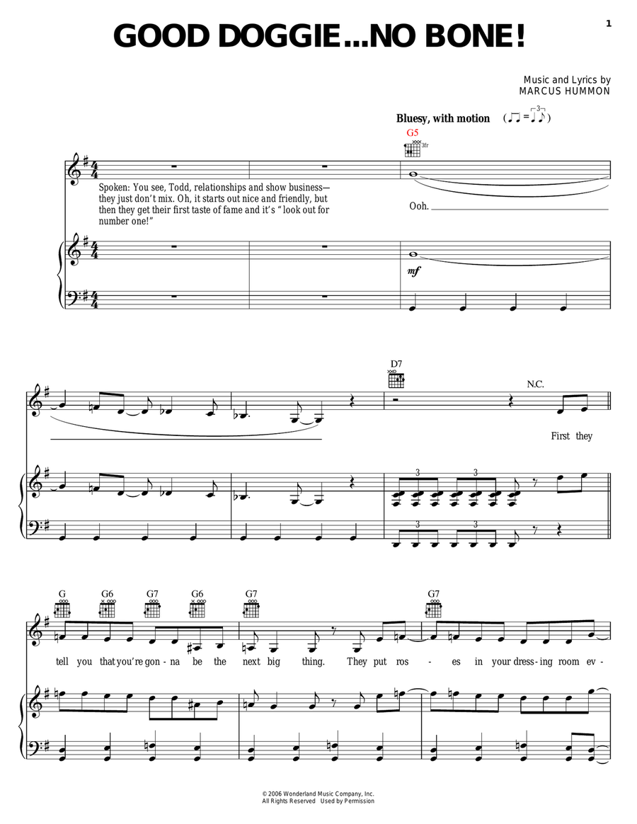 Good Doggie.....No Bone! Piano, Vocal, Guitar scores gallery preview page 1