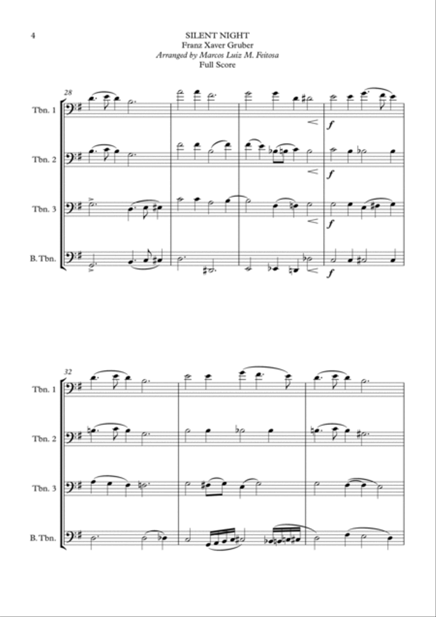 Silent Night - Trombone Quartet Trombone Quartet scores gallery preview page 6