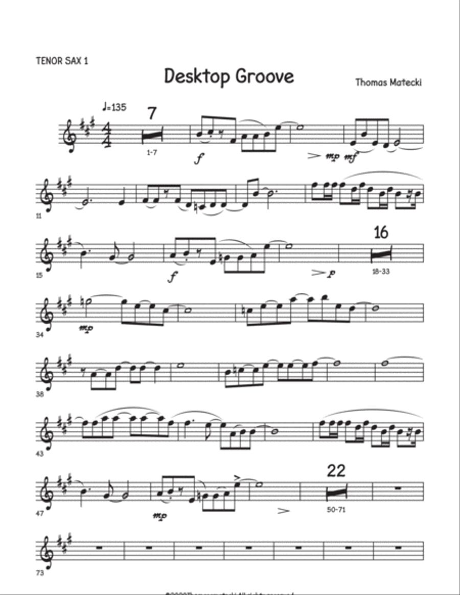 Desktop Grove for big band tenor 1 Small Ensemble scores gallery preview page 1