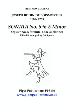Book cover for BOISMORTIER SONATA IN E MINOR OPUS 7 No. 6 for flute, oboe & clarinet