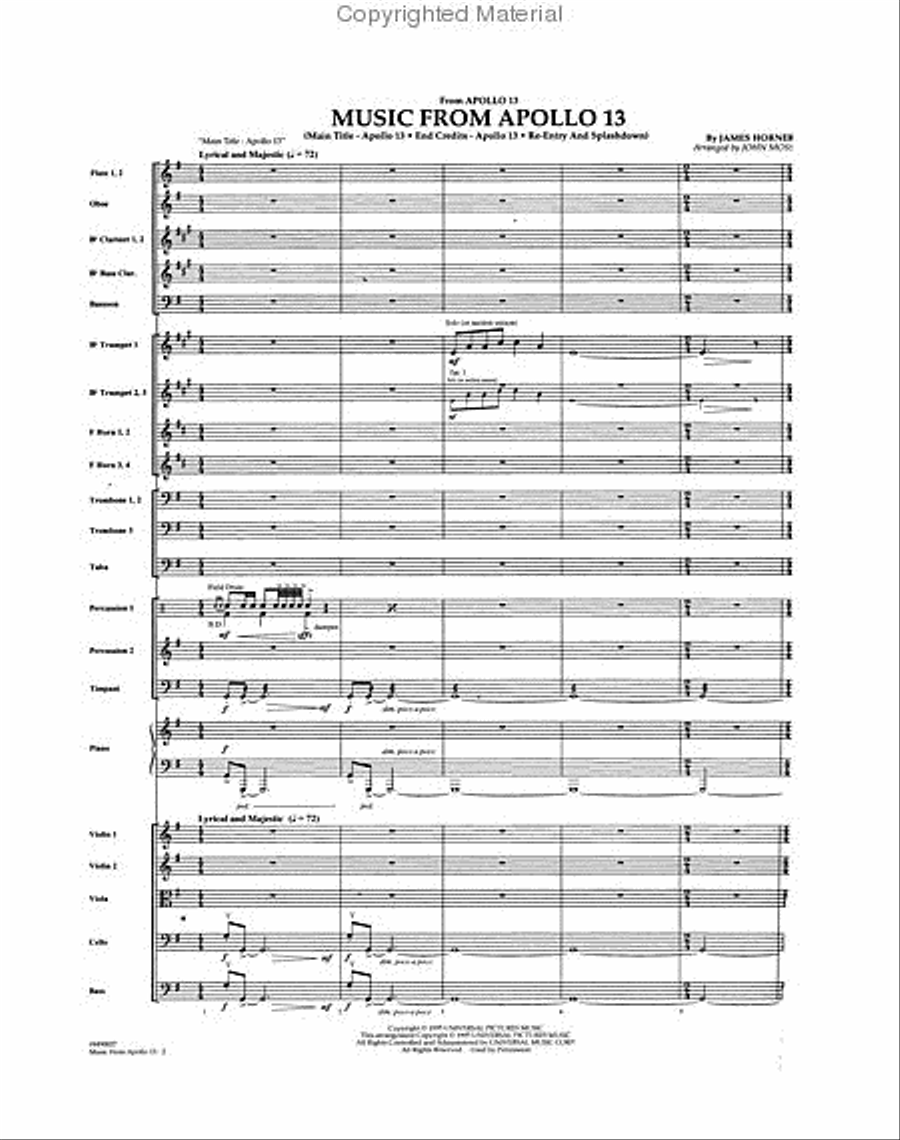 Music from “Apollo 13” Full Orchestra scores gallery preview page 2