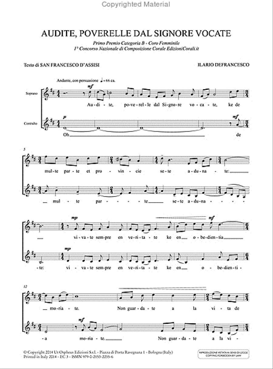 4 Sacred Pieces for Female Choir (1st National Choral Composition Competition EdizioniCorali.it - Cat. B) Women's Choir scores gallery preview page 2