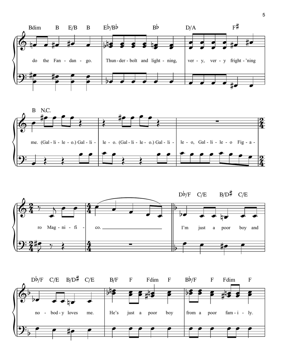 Bohemian Rhapsody Easy Piano scores gallery preview page 5