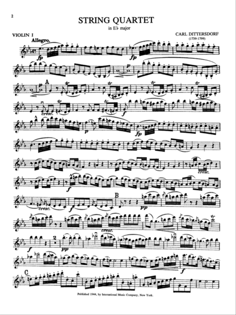 Quartet In E Flat Major String Quartet scores gallery preview page 2