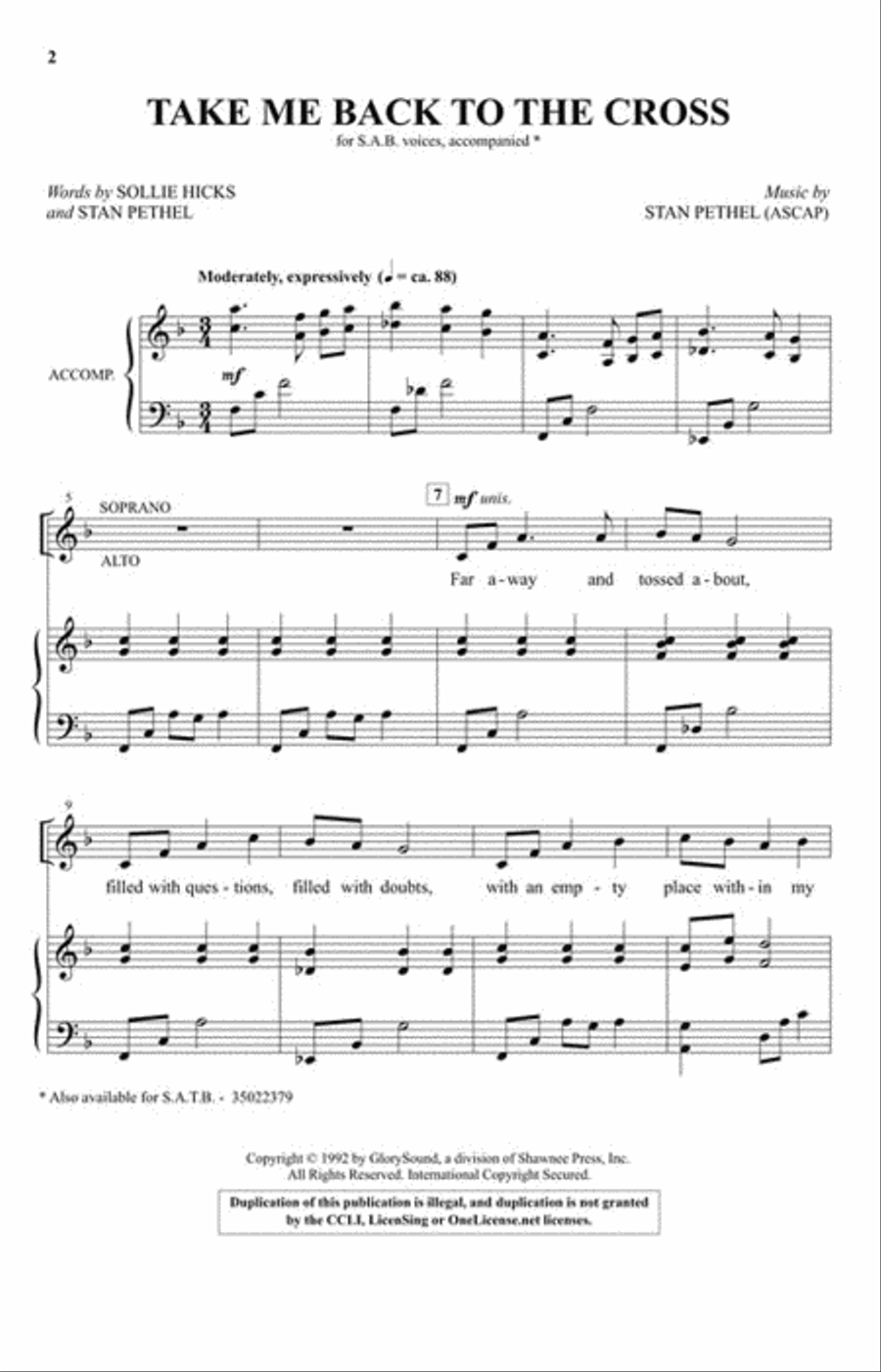 Take Me Back to the Cross 3-Part scores gallery preview page 2