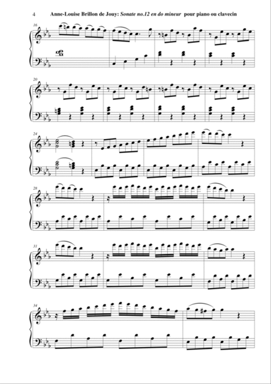 Anne-Louise Brillon de Jouy: Sonata no. 12 in c minor for piano or harpsichord Harpsichord scores gallery preview page 4