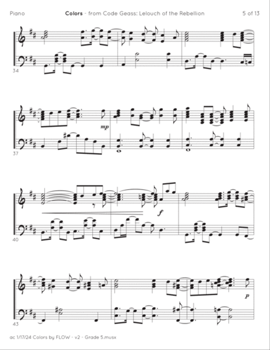 Colors Piano Solo scores gallery preview page 5