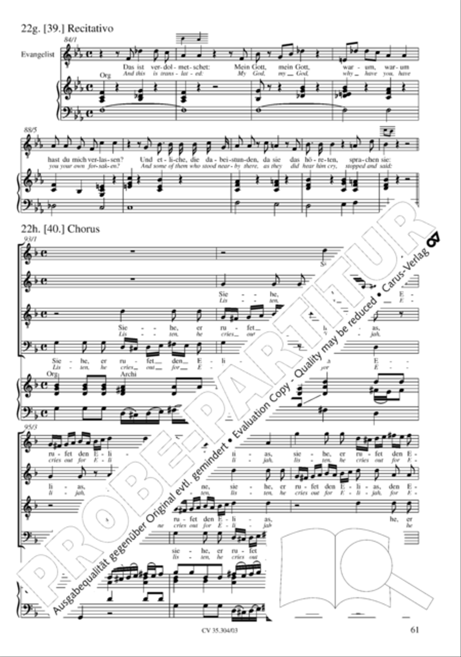 St. Mark Passion (Markus-Passion) 4-Part scores gallery preview page 62