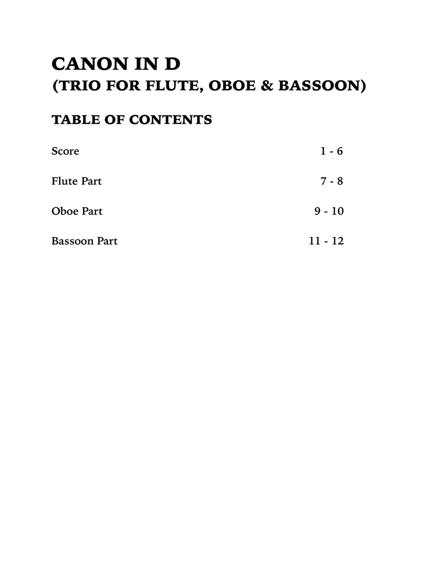 Canon in D (Woodwind Trio for Flute, Oboe and Bassoon) Woodwind Trio scores gallery preview page 4