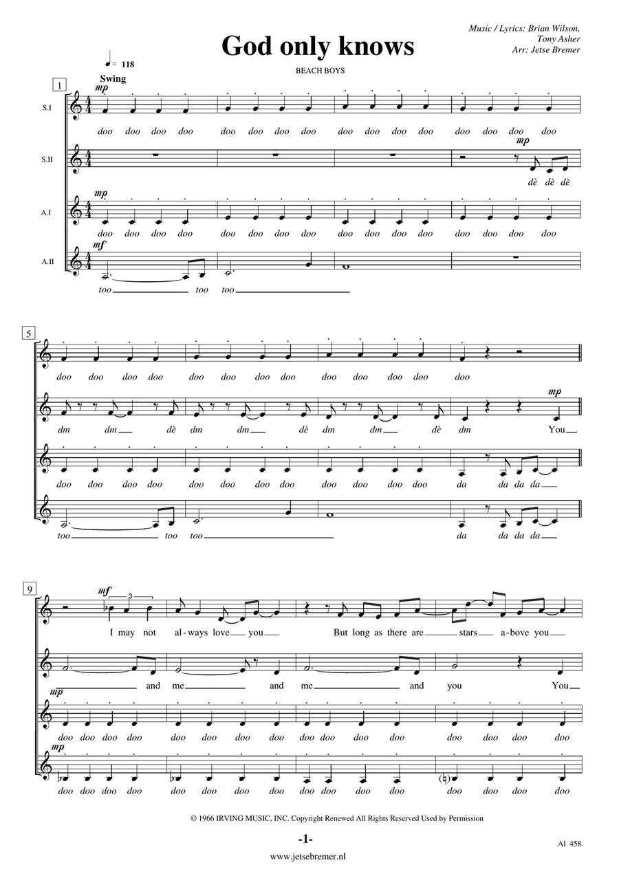 God Only Knows SSAA scores gallery preview page 1