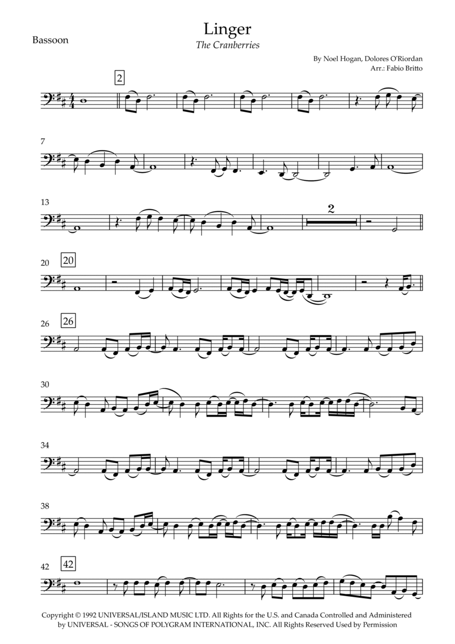 Linger Linger Bassoon Solo scores gallery preview page 1