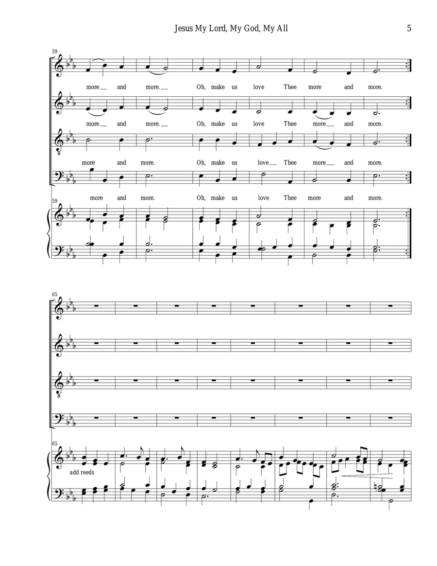Jesus my Lord, my God, my all SATB,Organ optional strings 4-Part scores gallery preview page 5